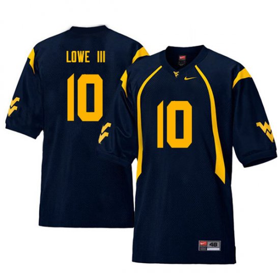 Men's West Virginia Mountaineers NCAA #10 Trey Lowe III Navy Authentic Nike Throwback Stitched College Football Jersey AW15M52ZH